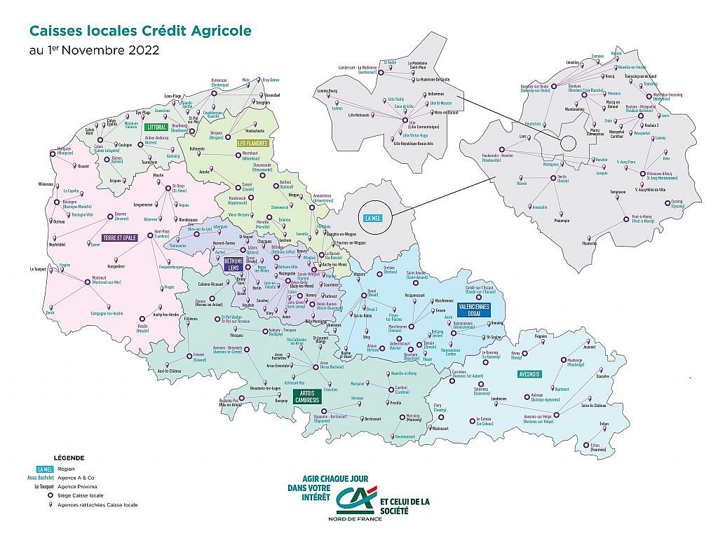 Carte des Caisses locales - Crédit Agricole Nord de France